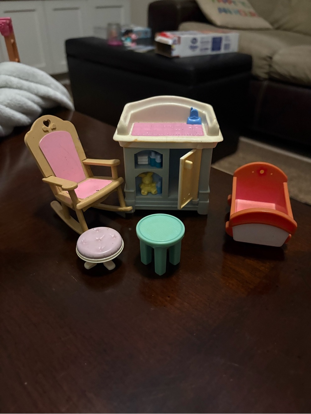 Vintage Fisher Price Loving Family Nursery Changing Table Rocking Chair Crib